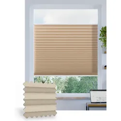 Plissee ohne Bohren nach Maß, Beige 148060, 30 x 80 cm, Plissee individuell maßangefertigt
