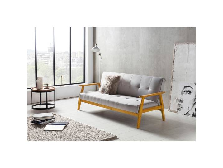 Livetastic Schlafsofa, Natur, Hellgrau, Holz, Eiche, massiv, 3-Sitzer, 190x81x85 cm, Kinderzimmer & Jugendzimmer, Jugendmöbel, Jugendsofas