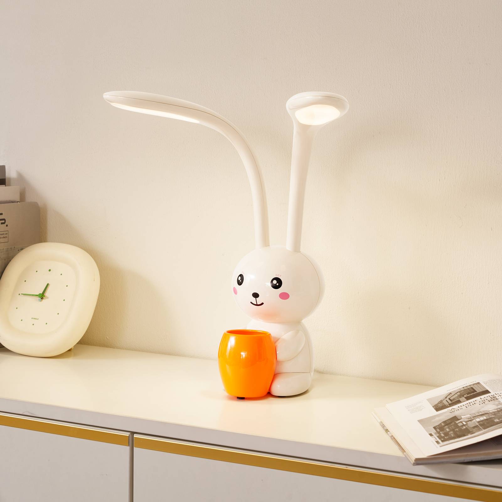 LED Desk Lamp Haas Lindby, dimmable, Cream / amber, Children's Room, Plastic, Young Lifestyle, Table Lamp