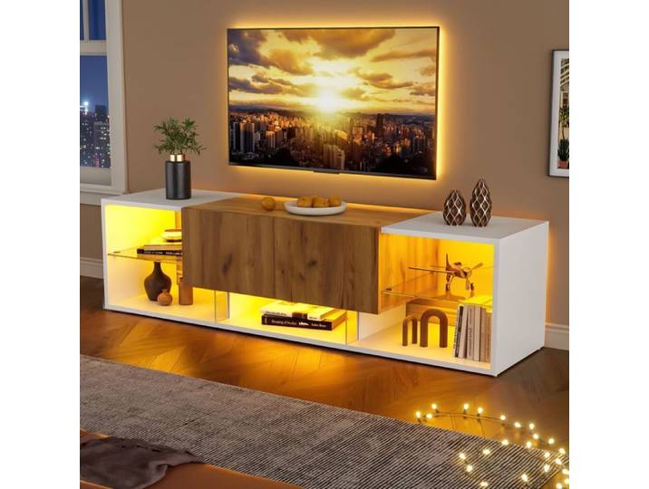 Meuble tv Ce meuble peut être utilisé comme armoire TV pour placer la télévision Adapté pour le salon Chambre Blanc Stand TV