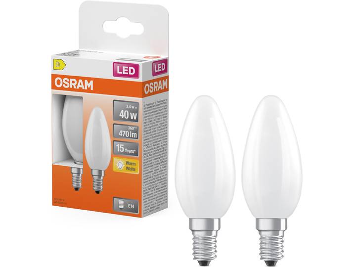 OSRAM LED-Leuchtmittel LED-Lampe Star Kerzenform B40 , Energieeffizienz: D, weiß, L:10cm Ø:3,5cm, Leuchtmittel, LED-Leuchtmittel