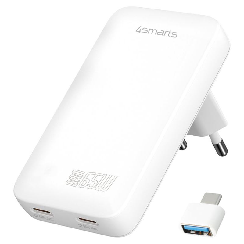 4SMARTS LADEGER.FLATPLUG SLIM DUAL 65W GAN 2C WEISS