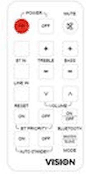 VISION Spare CS-1900P Remote Control - Also works for SP-1800PBT