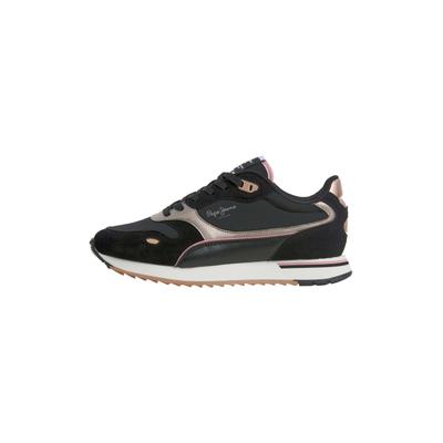 Sneaker PEPE JEANS "Trainer BEXLEY ESSENCE W", Damen, Gr. 41, schwarz, 75% Polyurethan, 25% Polyamid, Schuhe Sneaker