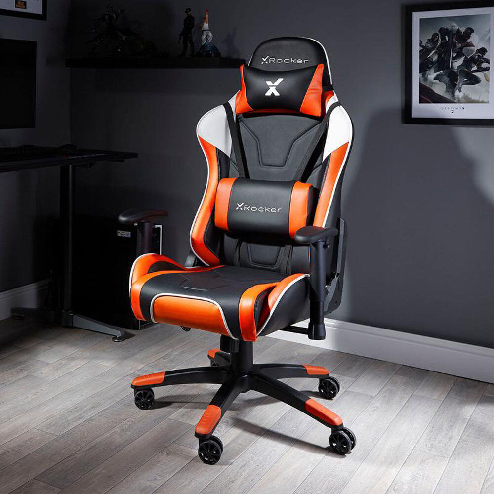 X Rocker Agility Esports Gaming Chair Orange 131cm H X 66cm W X 53.5cm D