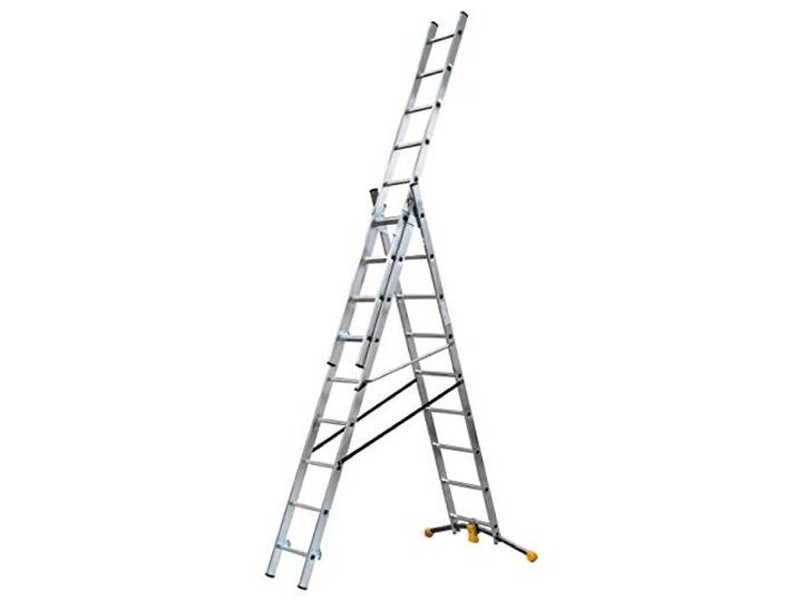 Echelle Transformable 3 Plans 3x11 échelons 6\,9m/7\,6m en Aluminium Hailo HobbyLot