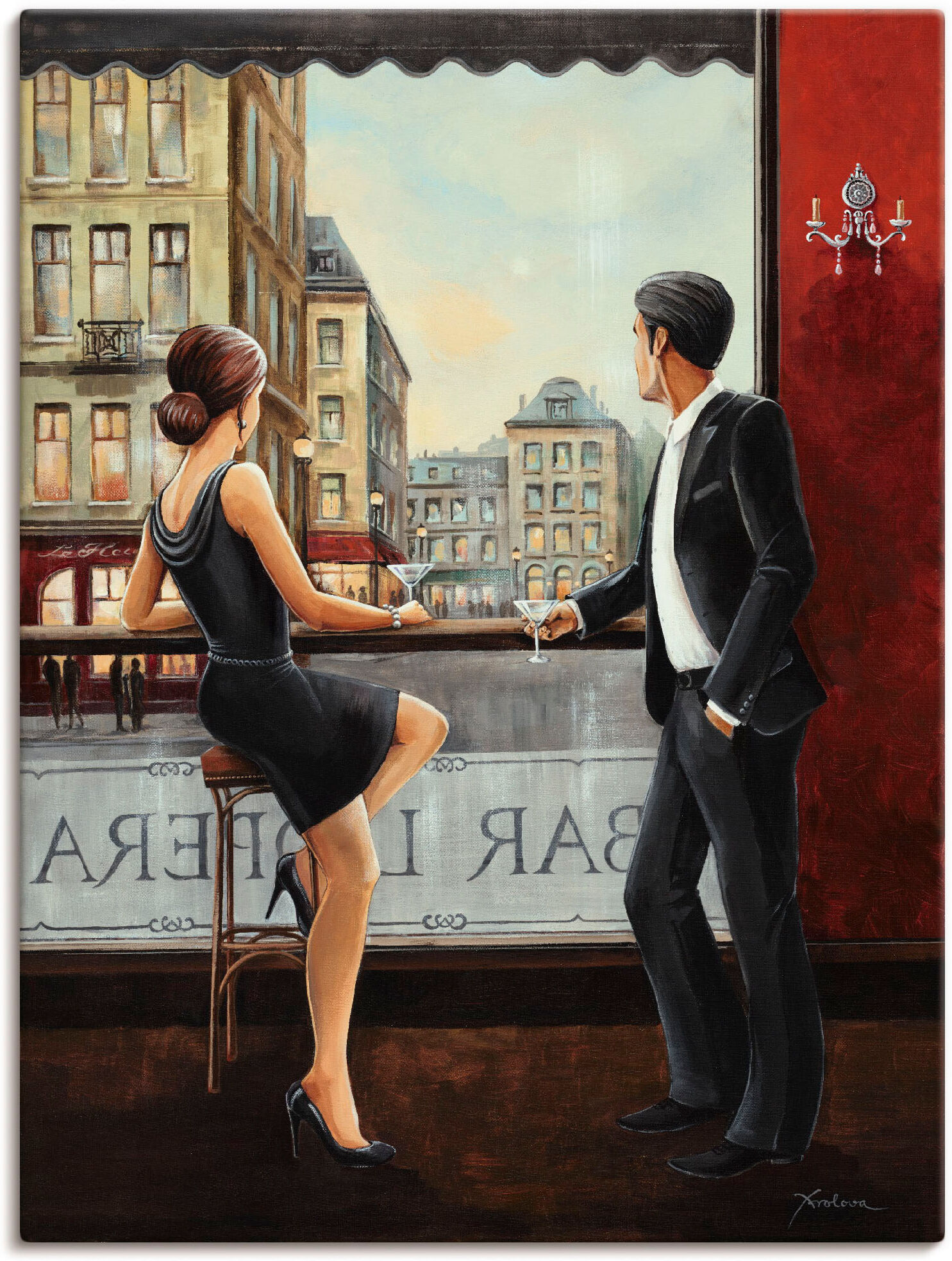 Wandbild ARTLAND "Bar", rot (farbe bild(er): rot), B:30cm H:40cm, Bilder, Wandbild, als Alubild, Leinwandbild, Poster in verschied. Grössen farbe bild(er): rot B/H/T: 30cm x 40cm, Leinwandbild Bar & Lounges, 1 Stk.