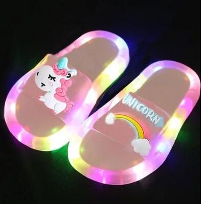 Inspired Living GlowStep Kids Light Up Unicorn & Animal Slippers pink 28 29(insole 16.5cm)