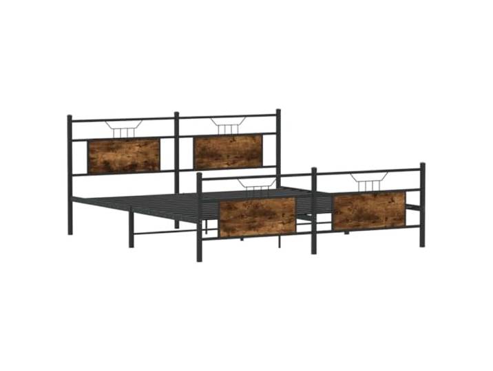 KTHLBRH Bettgestell Metall Eiche Rauchgrau 160 x 200 cm Lattenrost, Stahl und Spanplatte, Stauraum, Montage erforderlich