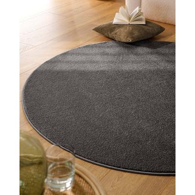 Teppich ESPRIT "Vegas - ESPRIT Kollektion", anthrazit gr, H:15mm Ø:200cm, Polypropylen, Teppiche, Teppich, Kurzflor, uni, gewebt, pflegeleicht, formstabil, für Fußbodenheizung