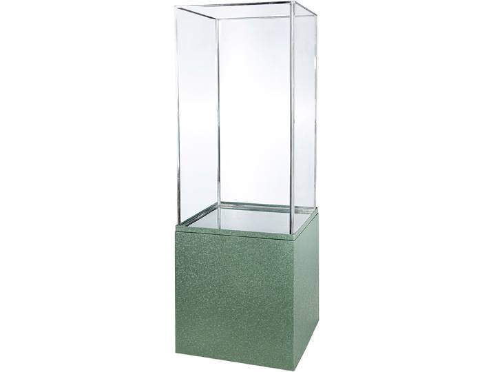 Windlicht GILDE Windlicht viereckig Oleo grün , grün, B:27cm H:81cm T:27cm, Eisen, Kerzenhalter, Windlicht, Deko Windlicht modern eckig Glaszylinder Henkel stilvoll