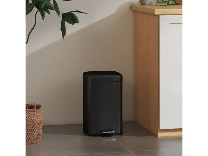 HOMCOM Poubelle Cuisine 20L Pédale Fermeture Douce Noir