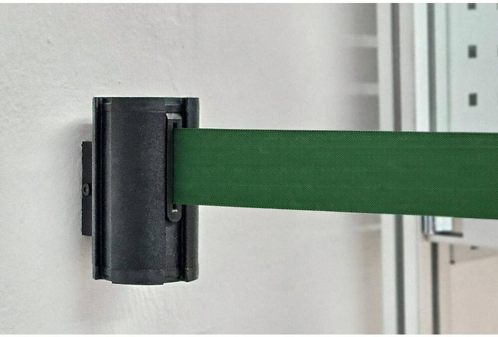 kaiserkraft Gurtbandkassette Wall Mount, Bandauszug max. 3700 mm, Gurtfarbe Grün