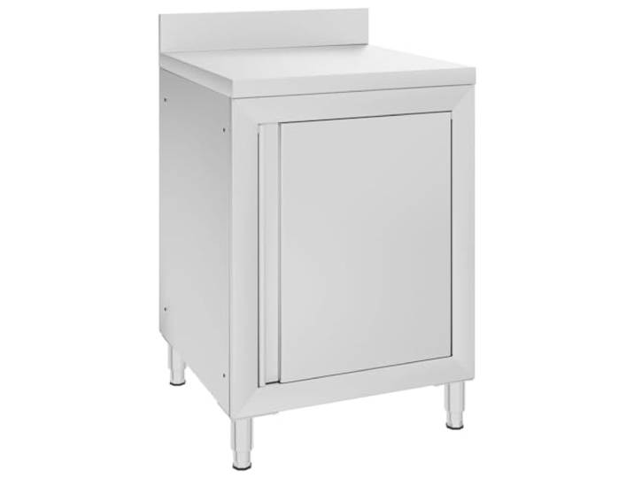 vidaXL Gastro Arbeitstisch mit Schrank Aufkantung Arbeitsschrank Arbeitsplatte Küchenschrank Edelstahlschrank Schrank 60x60x96cm Edelstahl