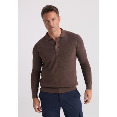 Polokragenpullover FELIX HARDY "Pullover mit Polokragen", Herren, Gr. S, braun, 100% Baumwolle, Pullover