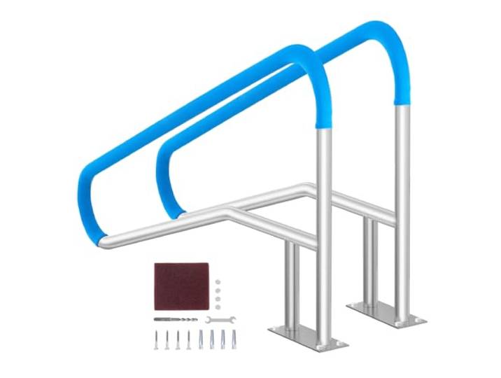 VEVOR Rampe Piscine\, 1395x810 mm\, Main Courante Piscine Acier Inoxydable avec Plaque de Base\, 2PCS Barre d'Appui Sécurité Antirouille\, Accessoires\, pour Piscines\, Intérieur\, Extérieur\, Terrasses\, Spas