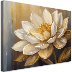 WANDBILD blumen gemalt gold glamour