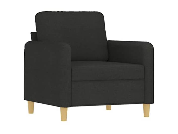 KTHLBRH Sofaset 4-teilig mit schwarzen Kissen aus Stoff 3-Sitzer-Sofa, 2-Sitzer, Sessel, Fußstütze, Gestell aus Metall, Sperrholz, Schaumstoff