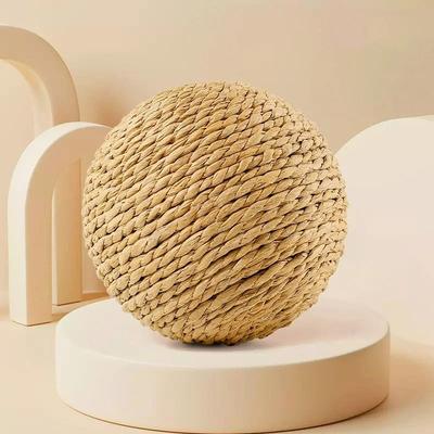 Uplift Essentials Natural Sisal Interactive Scratching Ball Durable Kitten Teething & Cleaning Toy beige
