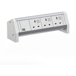 Bachmann Multi-Tischsteckdose Aufb weiß 902.0309 Aluminium
