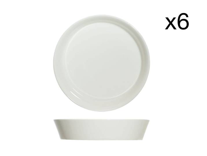 Lot de 6 Assiettes creuses en Porcelaine, blanc, D21 cm