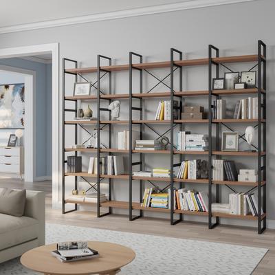 DAVEE FURNITURE Davee JD Walnut Color Display and Storage Bookcase - 106*12.6*85 inches