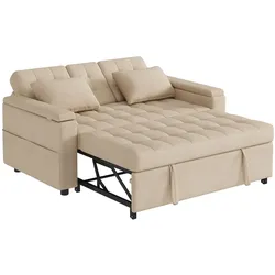 Schlafsofa Bettsofa Klappsofa Multifunktionssofa 159x142x47 mit Stauraum und verstellbarer Rückenlehne für kompakte Wohnräume – Beige