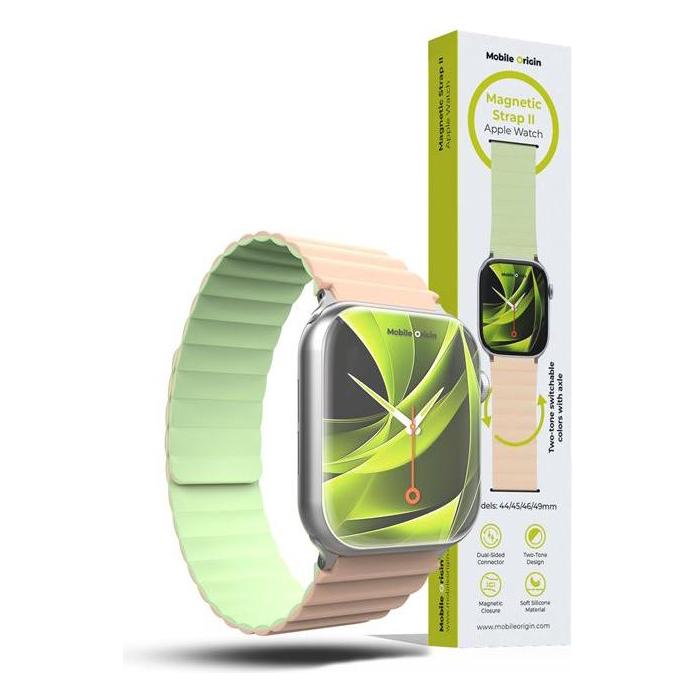 Mobile Origin Magnetic Watch Strap II pink/light green - Apple Watch 49mm/46mm/45mm/44mm (Silicone) (AWMS-02-PNK-LGRN)