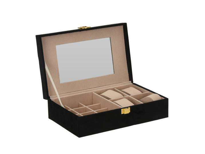 Schmuckkästchen mit Spiegel schwarz/beige