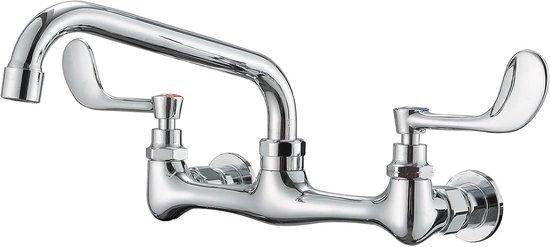 Wandarmatur mit 2 Handgriffen - Drehbare Auslauf 8" Center, Hochglanz Chrom