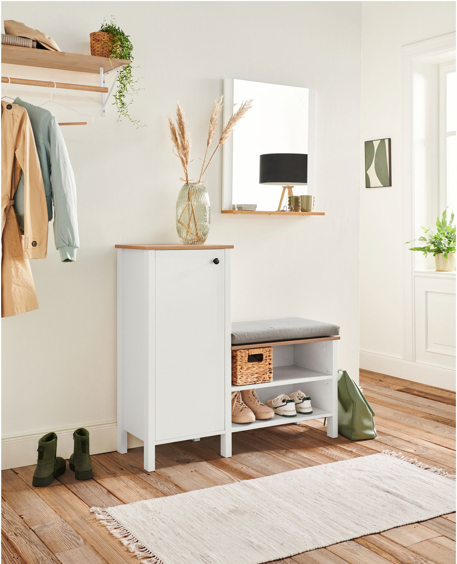 Tchibo - Sitzbank mit Schuhschrank - 107x37x100cm - hellgrau -
