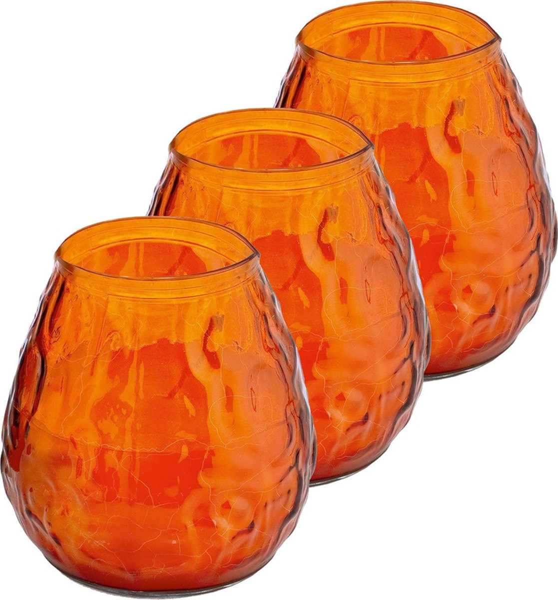 Trend Candles Windlicht kaars, 3 stuks, Oranje, Glas, 10 x 10 cm