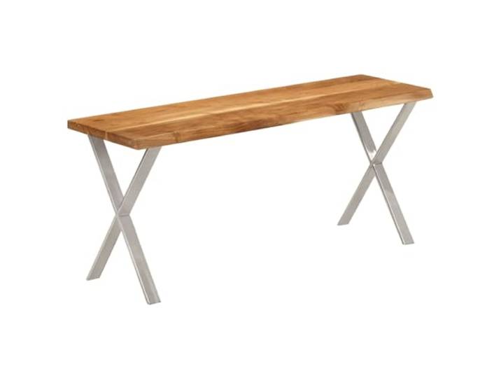 NLQMSU Sitzbank, 105 cm, massives Akazienholz, mit lebendem Rand Massiver Akazienholzsitz, X-Beine aus pulverbeschichtetem Stahl, 110 kg pro Sitz, Esszimmer, Wohnzimmer, Flur