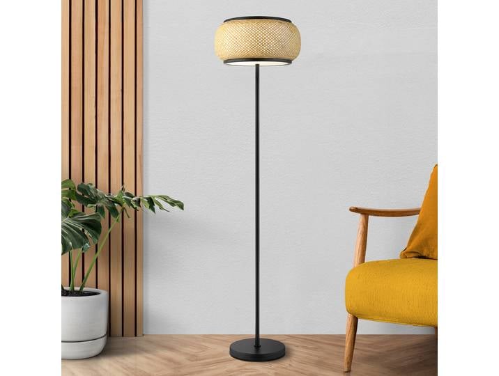 Lampadaire Bambora Ø 38cm Marron/Noir Tissé à plat LED non-remplaçables Module LED
