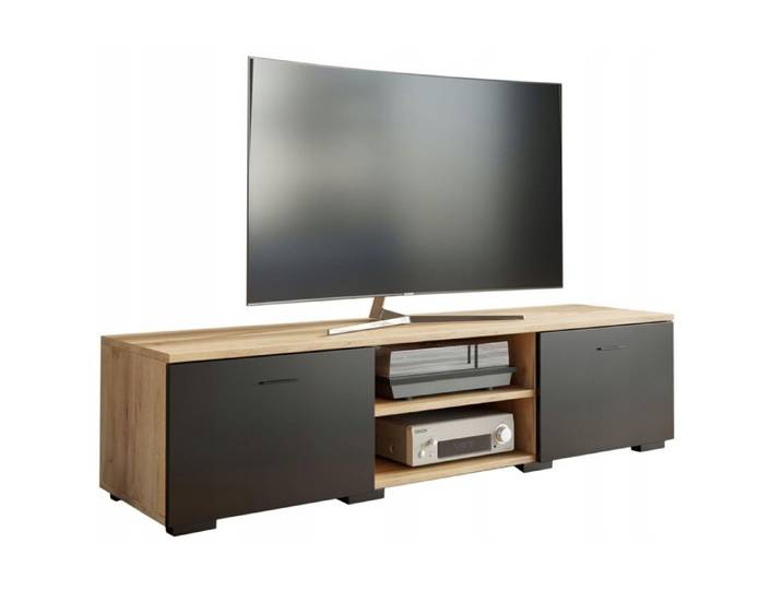 Meuble TV ROMA - Artisan Oak - 150cm x 40cm x 35cm - Noir