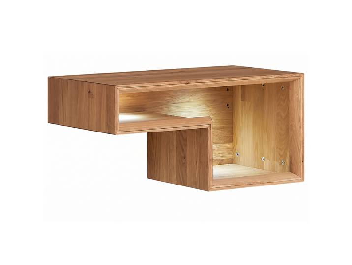 Étagère murale éclairée Matériau : Bois massif Surface en bois : Huilé Marron/Chêne sauvage 35cm