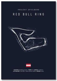Inspired Finds F1 Racing Circuit Canvas Wall Art For Motorsport & Formula Racing Fans 11.81x15.75in Unframe red Bull Ring