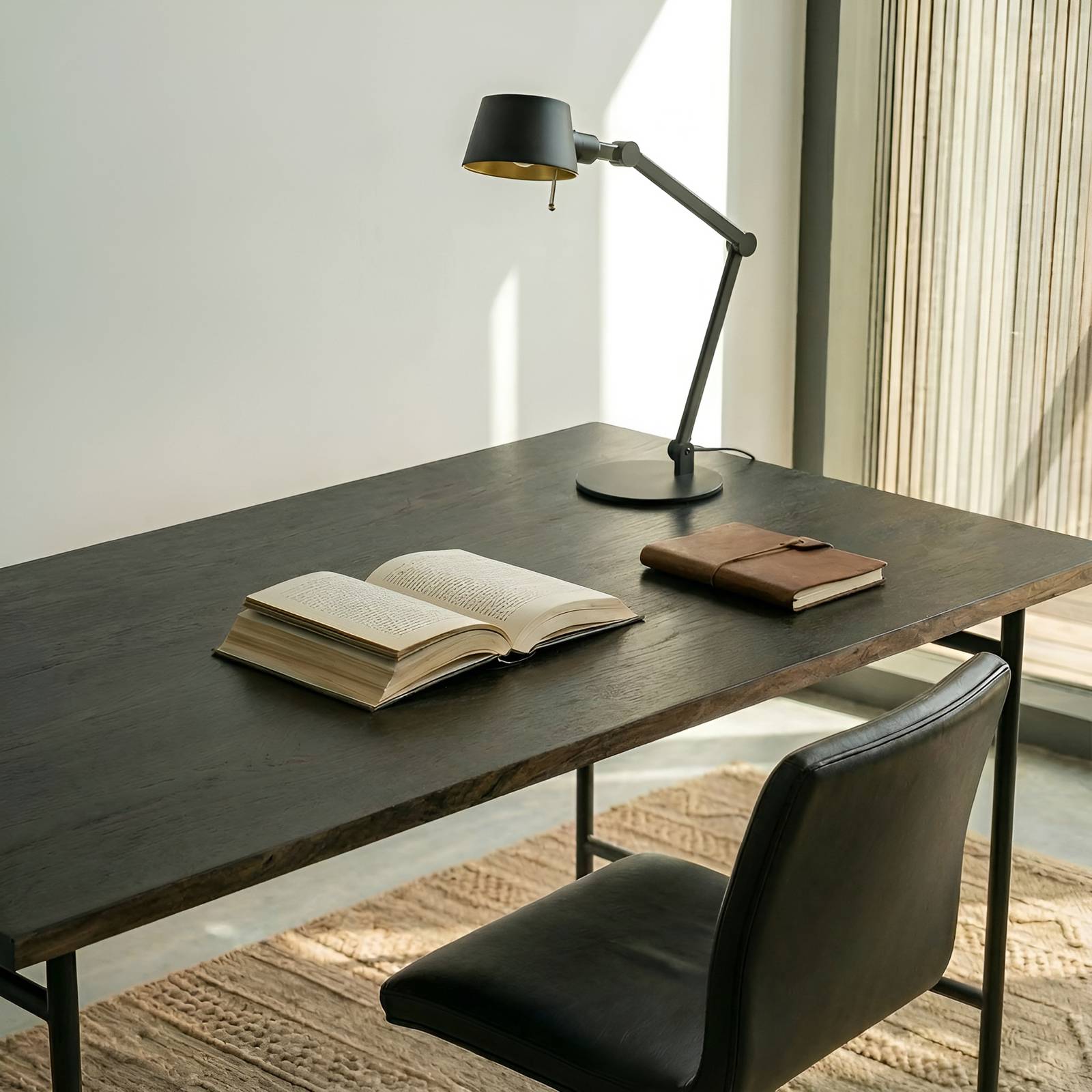 Lámpara de escritorio Silka Lucande, Negro, Despacho / Oficina, Metal, Moderno, Lámpara de mesa