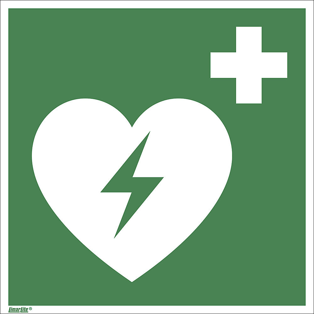 kaiserkraft Rettungszeichen, Automatisierter externer Defibrillator, VE 10 Stk, Aluminium, 150 x 150 mm
