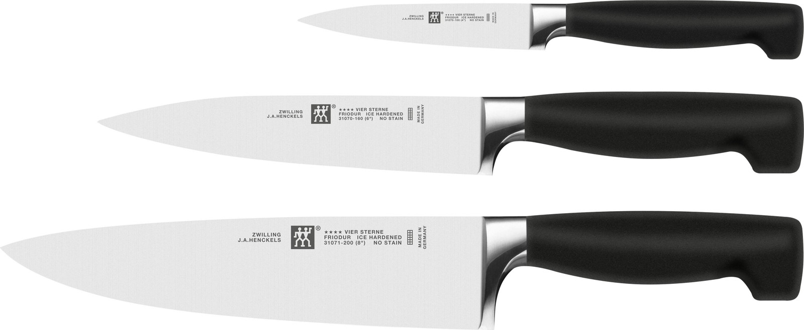 Zwilling 3-delige messenset met kookmes, vleesmes en groente/garnieremes