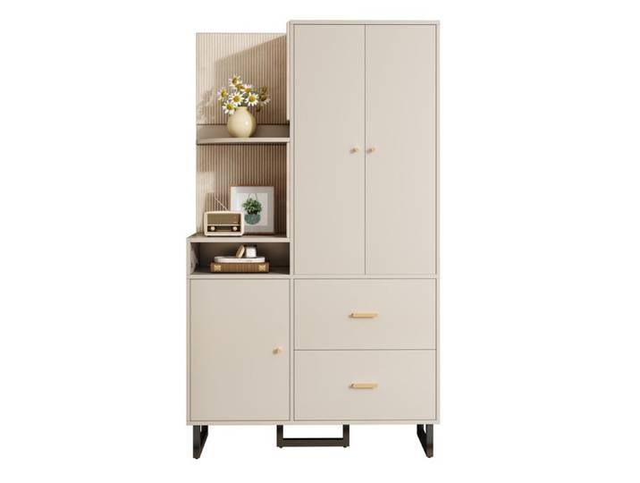 Armoire murale - Garde-robe compacte - Gris beige - MDF - 110x186x38 cm