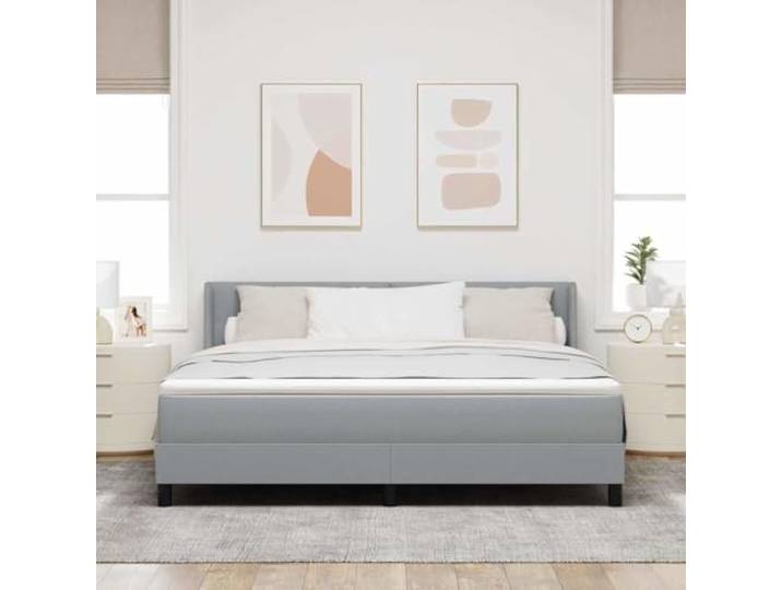 KTHLBRH Boxspringbett hellgrau 180 x 200 cm mit Kopfteil Eleganter Stoff, modernes Design, robuste Struktur, perfekt für Schlafzimmer