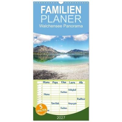 Familienplaner 2027 - Walchensee Panorama mit 5 Spalten (Wandkalender, 21 x 45 cm) CALVENDO
