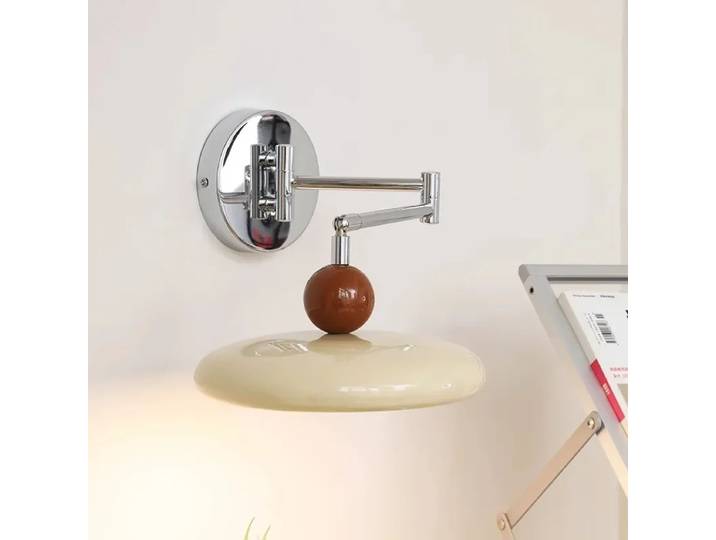 Lampe murale à bras oscillant pliable, de style crémeux, avec éclairage LED, lampe de chevet mobile, lampe murale moderne pour salon et chambre à coucher, lampe de lecture rétractable.