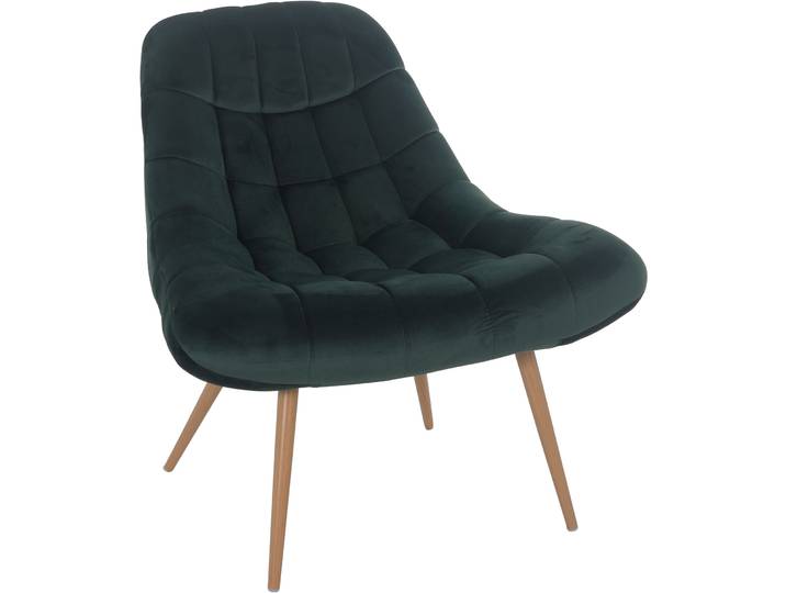 Sessel Bruce Dunkelgrün, Beige Samt, Metall B 76 cm T 85.6 cm H 85.6 cm