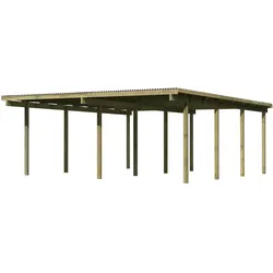 Karibu Carport Doppelcarport Eco 2 527 x 576 cm ohne Rundbögen (Holzcarport) inkl. gratis H-Pfostenanker