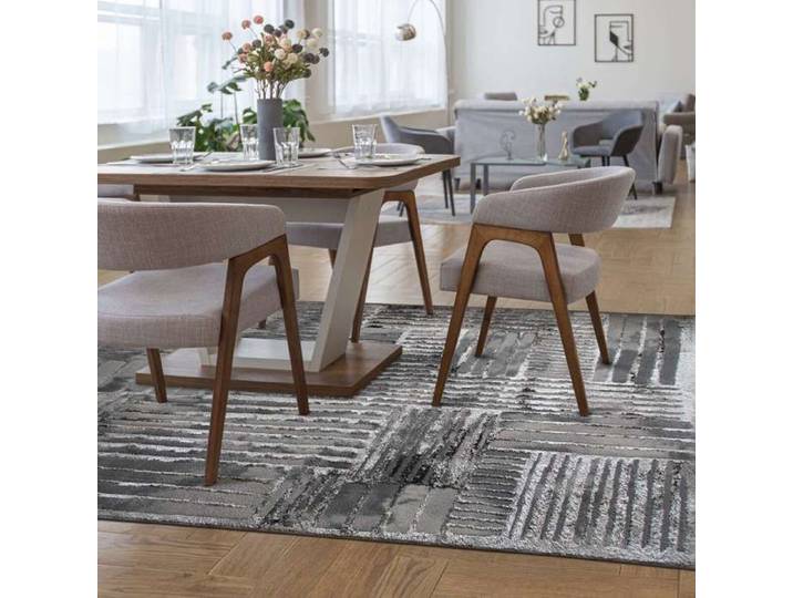Tapis graphique effet brume gris 120x170