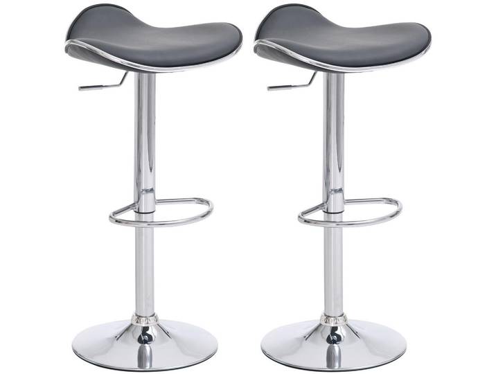 CLP Barhocker 2er Set Lederlook Grau, Metall, 45x71x45 cm, Esszimmer, Barmöbel, Barhocker
