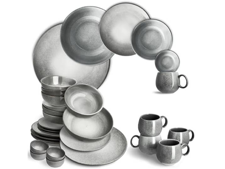SPRINGLANE Geschirrset Misty Cliff 24-tlg., Steingut Tafelservice für 4 Personen