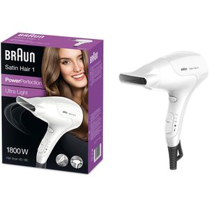 Braun Haartrockner Satin Hair 1 PowerPerfection, HD180, 1800 Watt, 2 Gebläsestufen, weiß
